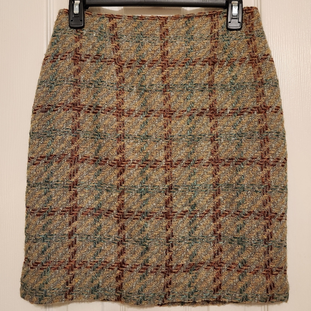 ✨️Vintage Forenza Mohair Wool Plaid Tweed Pencil Skirt Size 8 Made in Italy